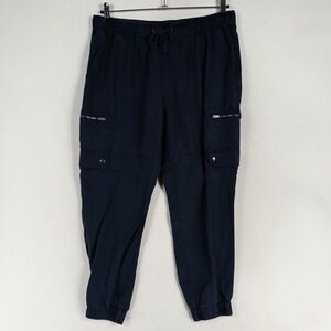Banana Republic Pants Womens Sz Large Navy Blue Lyocell Cargo Jogger Pull On
